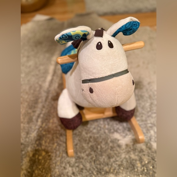 Plush Rocking Horse Toy - Cream and Blue - Picture 16 of 16